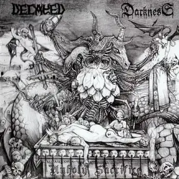 Copertina dello split Unholy Sacrifice